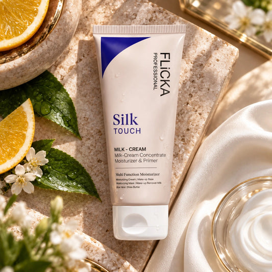 Flicka Silk Touch milk cream moisturizer and makeup primer with aloe vera and shea butter