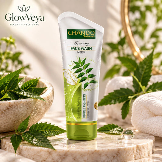Chando Naturals Neem Pimple Fighting Face Wash 100ml with neem leaves for acne-prone skin
