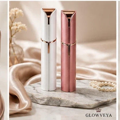 GlowVeya electric facial trimmer white and rose gold set