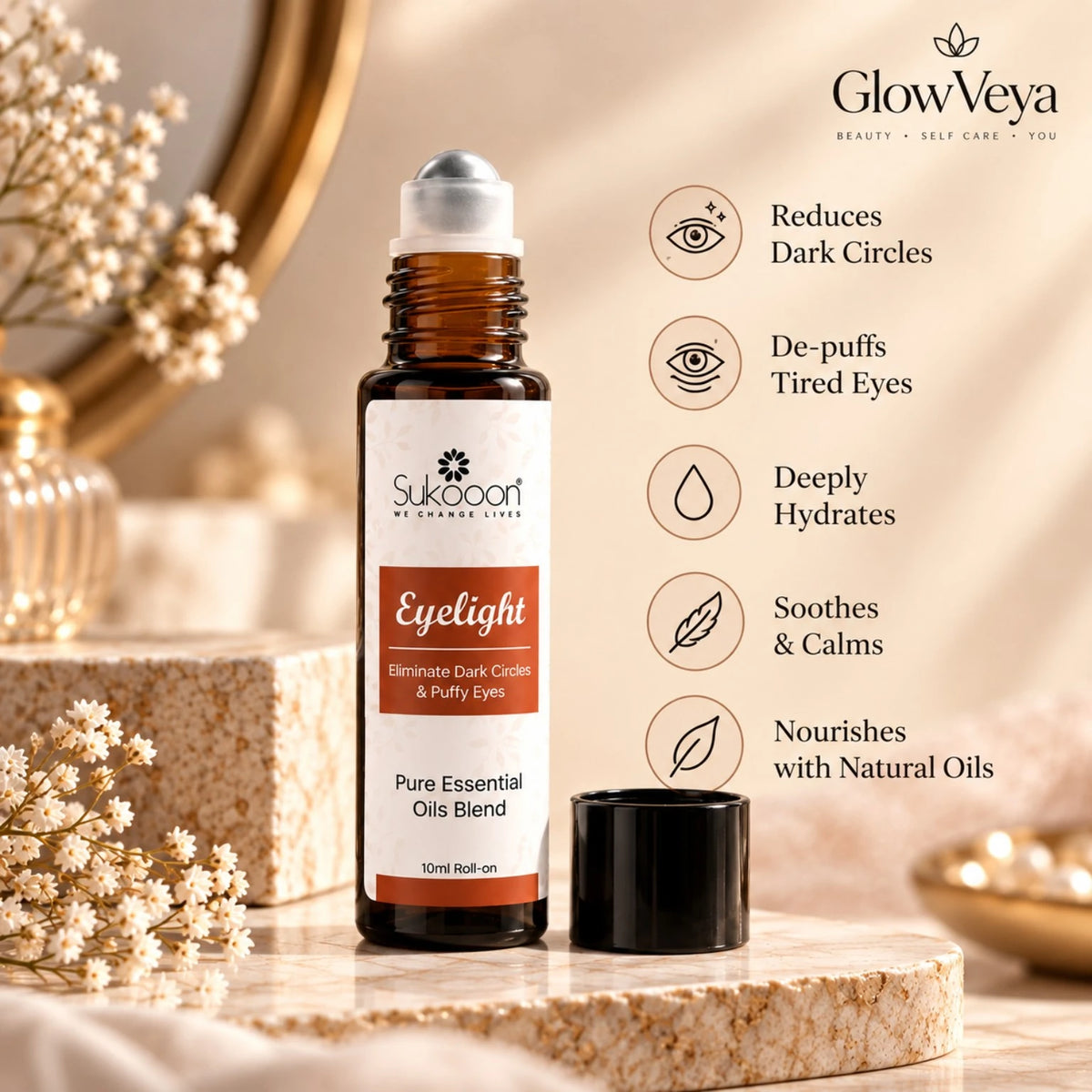 GlowVeya Eyelight under eye serum benefits for dark circles puffiness hydration and soothing