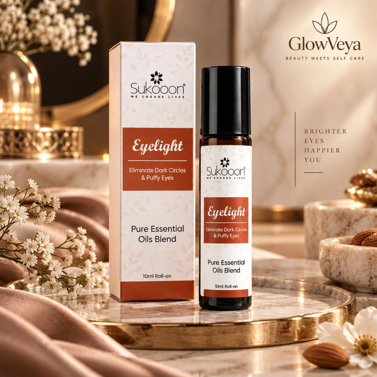 GlowVeya Eyelight under eye serum roll-on for dark circles and puffy eyes