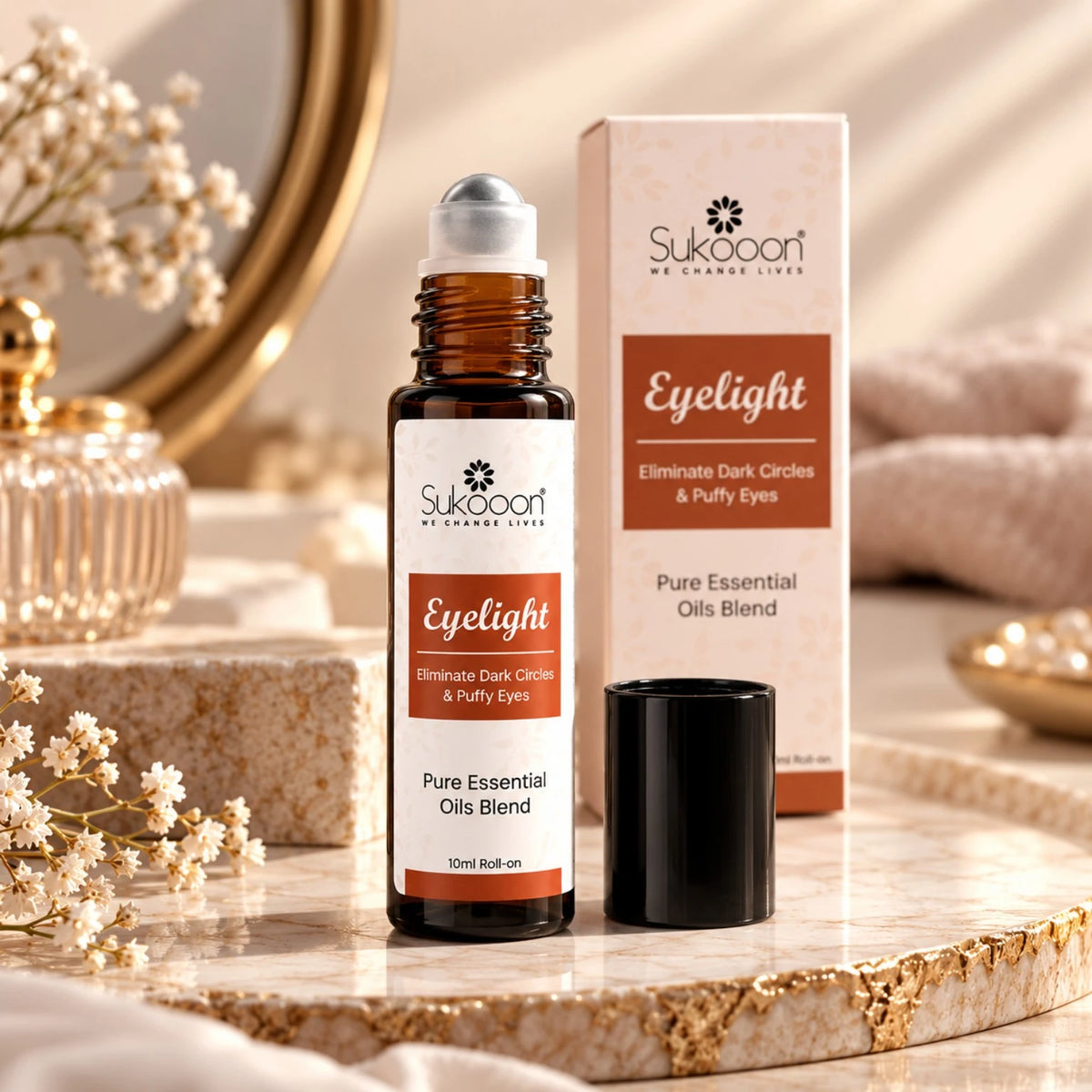 GlowVeya Eyelight under eye serum roll-on with product box and cap