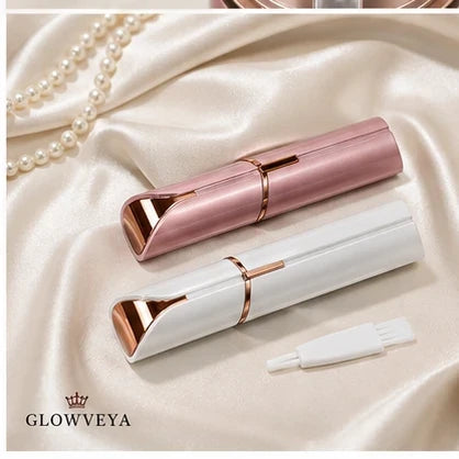 GlowVeya electric facial trimmer premium flat lay