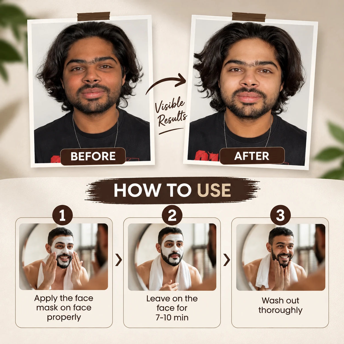 NICONI Men Enzyme De-Tan Pack 300g before and after skincare results and how to use